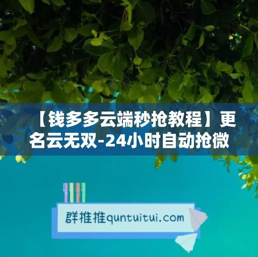 【钱多多云端秒抢教程】更名云无双-24小时自动抢微信红包-卡益网
