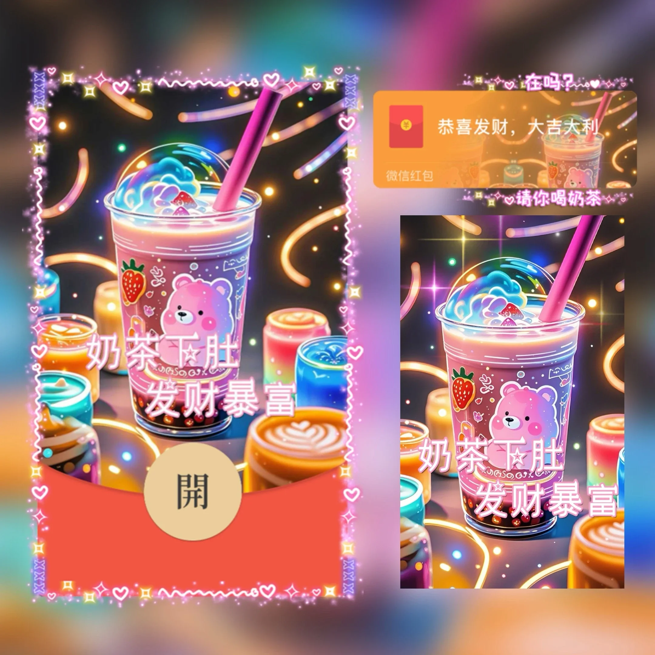 『在吗？请你喝奶茶-/奶茶下肚发财暴富』微信红包封面丨官方卡密丨端内兑换丨24小时自助提卡！-卡益网