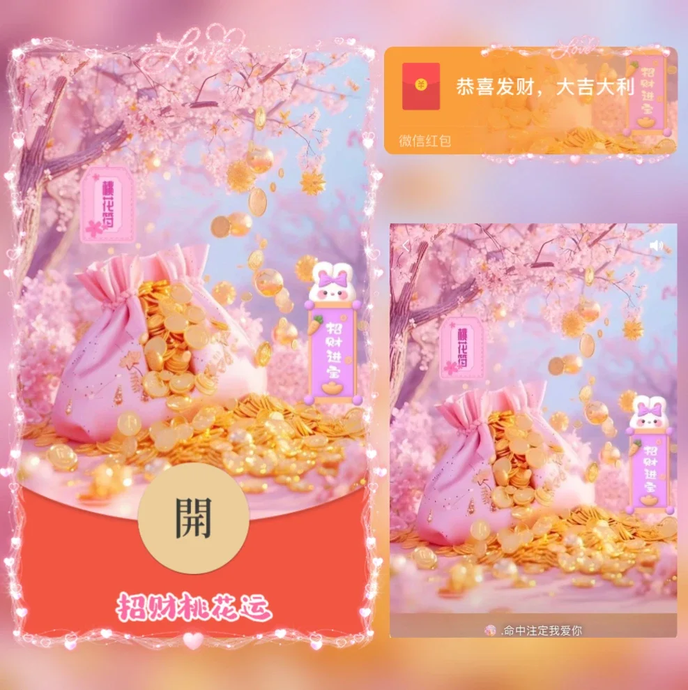 『招财桃花运』微信红包封面丨官方卡密丨端内兑换丨24小时自助提卡！-卡益网
