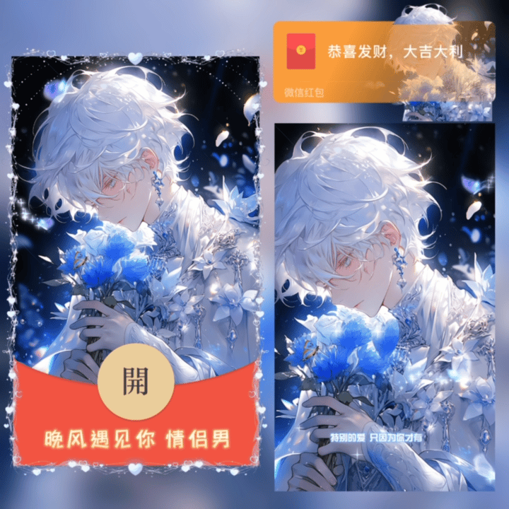 『晚风遇见你 情侣男』微信红包封面丨官方卡密丨端内兑换丨24小时自助提卡！-卡益网
