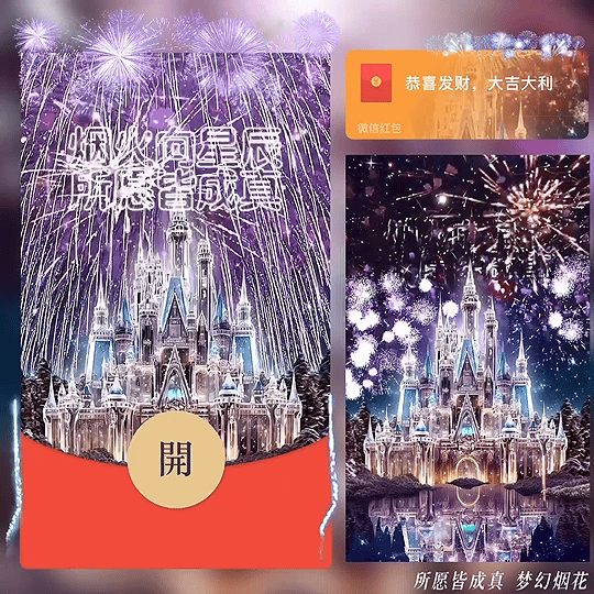『所愿皆成真 梦幻烟花/bz』微信红包封面丨官方卡密丨端内兑换丨24小时自助提卡！-卡益网