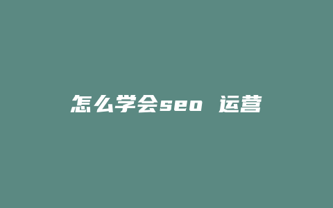怎么学会seo 运营-卡益网