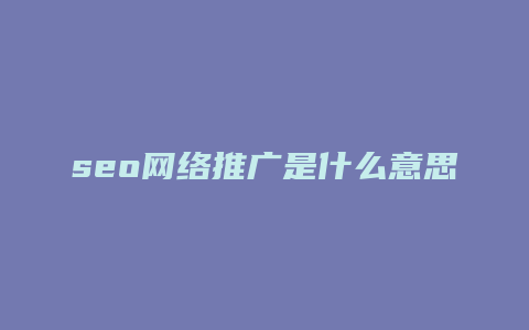 seo网络推广是什么意思-卡益网