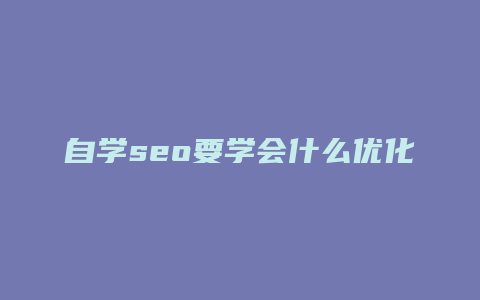 自学seo要学会什么优化-卡益网