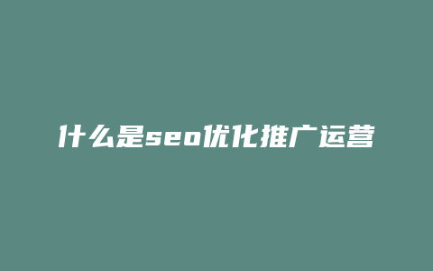 什么是seo优化推广运营-卡益网