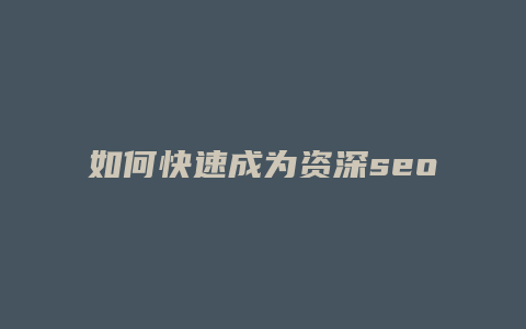 如何快速成为资深seo-卡益网