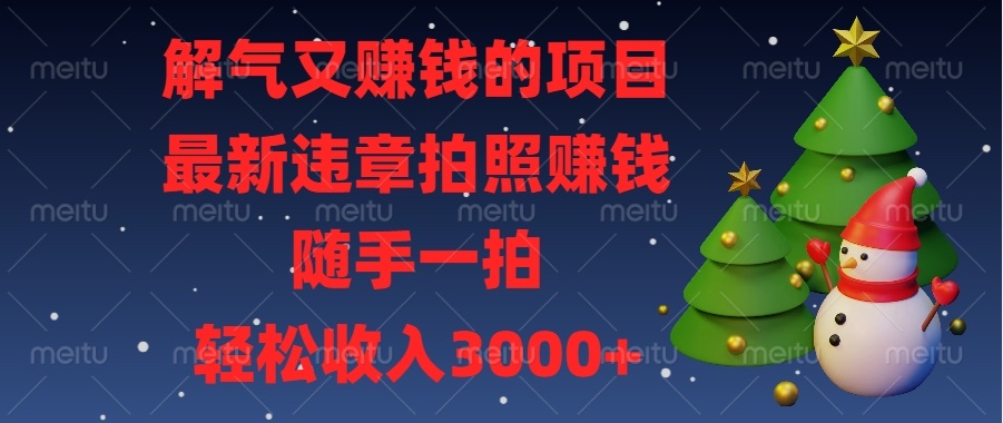 解气又赚钱的项目，最新违章拍照赚钱，随手一拍，轻松收入3000+-卡益网
