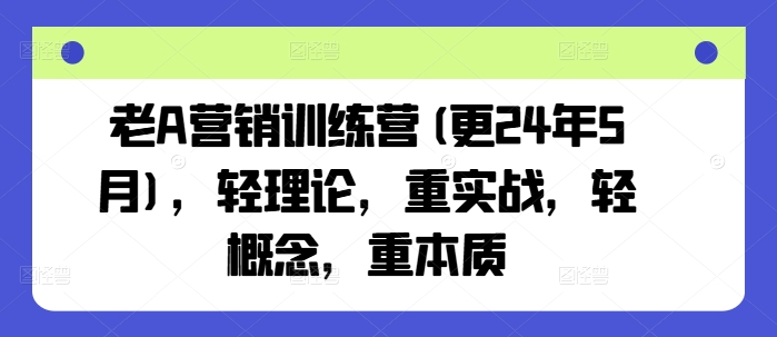 老A营销训练营(更24年11月)，轻理论，重实战，轻概念，重本质-卡益网
