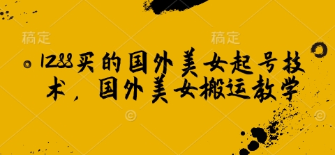 1288买的国外美女起号技术，国外美女搬运教学-卡益网