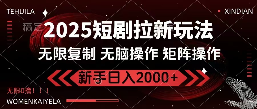 2025短剧拉新玩法，无需注册登录，无限0撸，无脑批量操作日入2000+-卡益网激活码商城