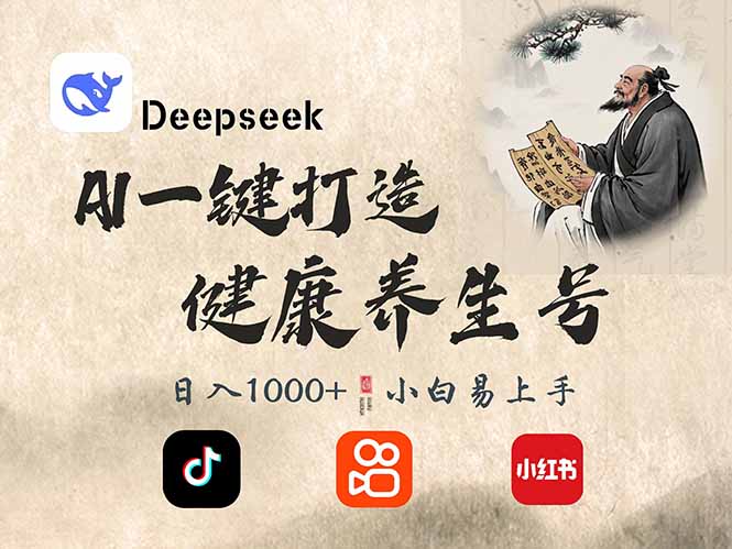 DeepSeek做养生号，一条作品涨粉2万+，轻松日入300+-卡益网