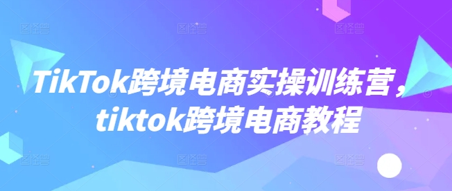 TikTok跨境电商实操训练营，tiktok跨境电商教程-卡益网