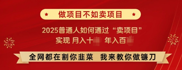 必看，做项目不如卖项目，2025普通人如何通过“卖项目”实现月入十个，年入百个-卡益网