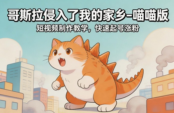哥斯拉侵入了我的家乡–喵喵版短视频制作教学，快速起号涨粉-卡益网激活码商城