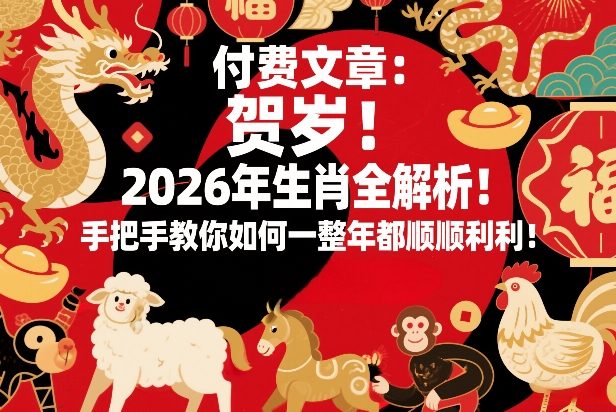 付费文章：贺岁！2026年生肖全解析！手把手教你如何一整年都顺顺利利！-卡益网激活码商城