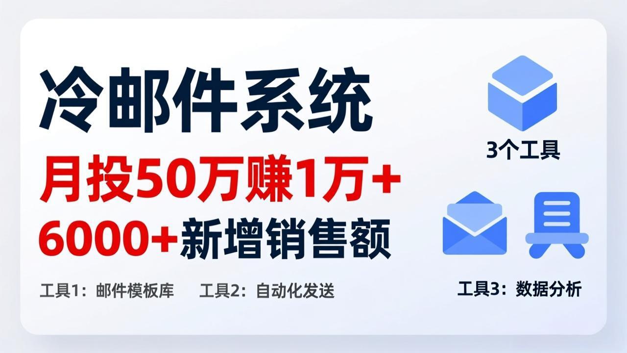 月投 50 刀赚 1 万 +！冷邮件系统：6000 + 新增销售额，靠 3 个工具轻松搞-卡益网激活码商城