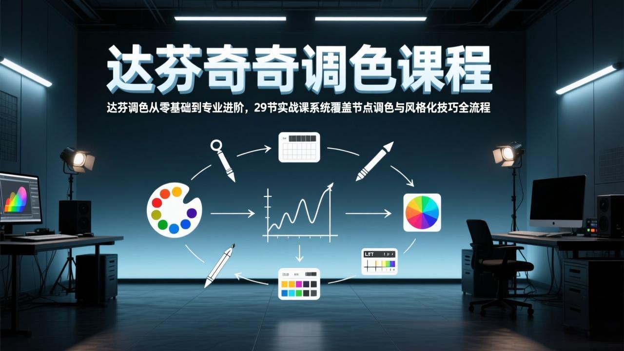 达芬奇调色从零基础到专业进阶，29节实战课系统覆盖节点调色与风格化技巧全流程-卡益网激活码商城