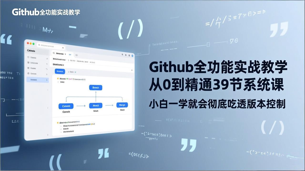 GitHub-全功能实战教学,从0到精通39节系统课,小白一学就会彻底吃透版本控制-卡益网激活码商城