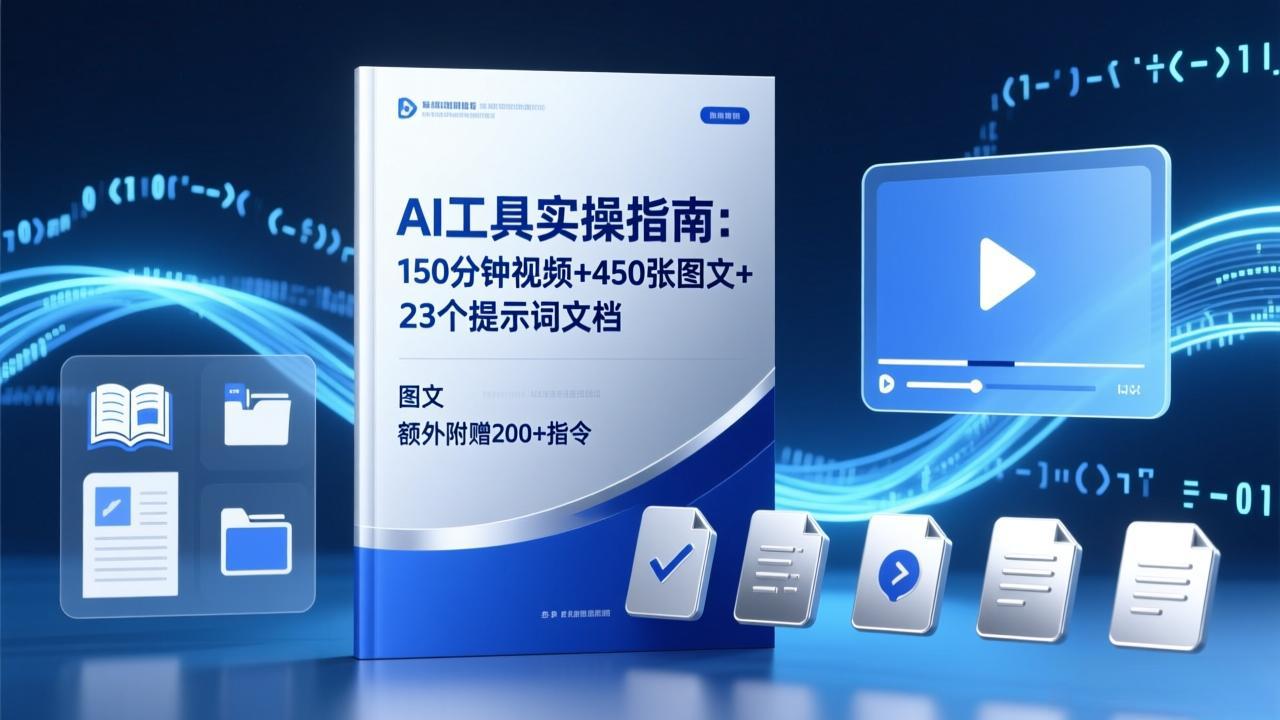 AI工具实操指南：150分钟视频+450张图文+23个提示词文档，额外附赠200+指令-卡益网激活码商城