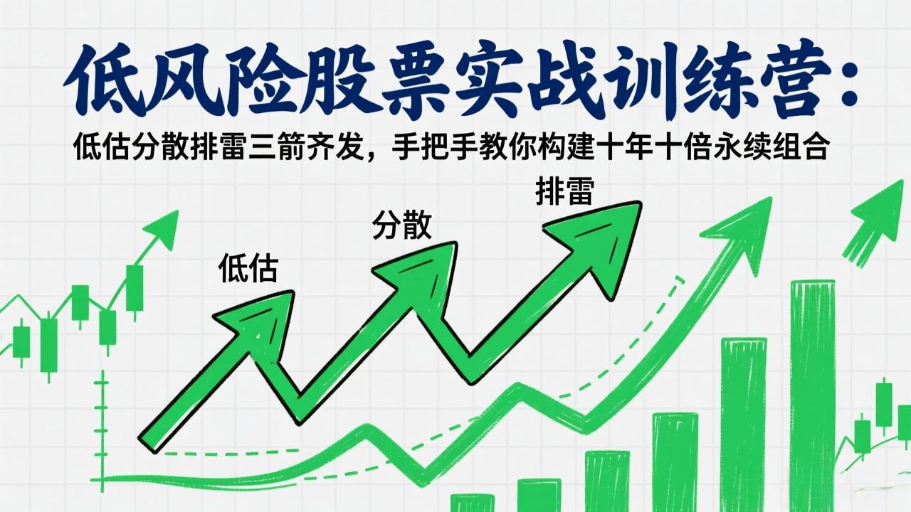 低风险股票实战训练营：低估分散排雷三箭齐发，手把手教你构建十年十倍永续组合-卡益网激活码商城