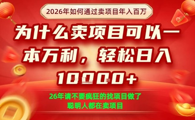 一单净利润1K+，26年想年入100个W，死磕卖项目就够了【揭秘】-卡益网激活码商城