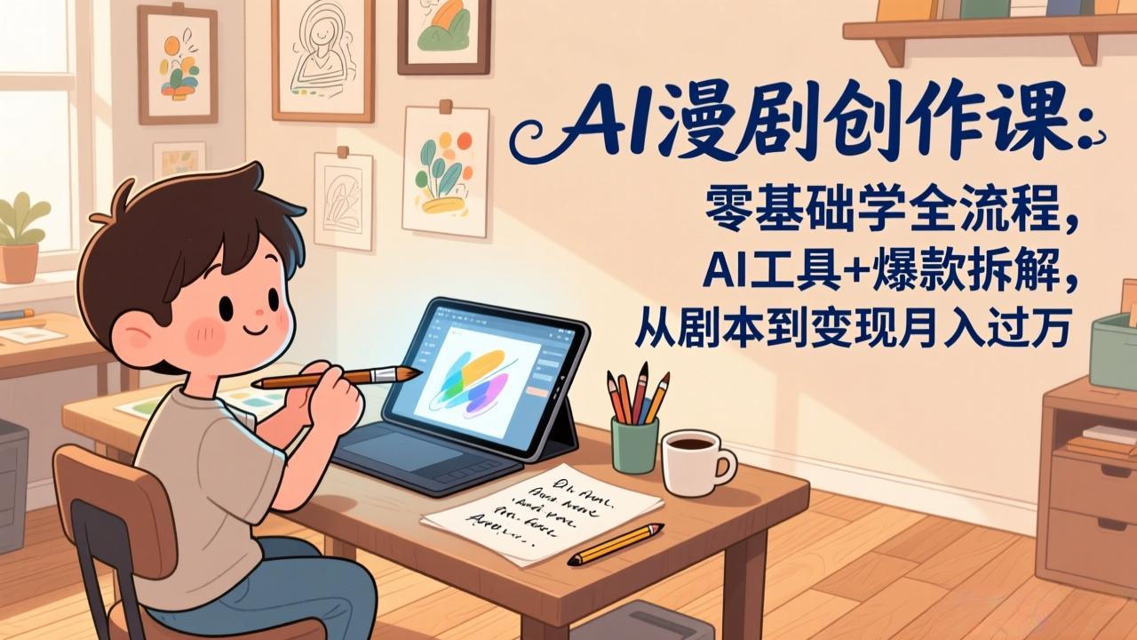 AI漫剧创作课：零基础学全流程，AI工具+爆款拆解，从剧本到变现月入过万-卡益网激活码商城