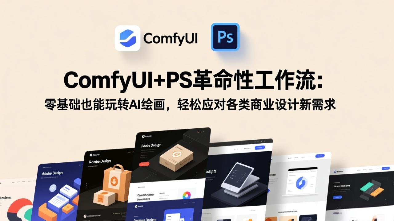 ComfyUI+PS革命性工作流：零基础也能玩转AI绘画，轻松应对各类商业设计新需求-卡益网激活码商城