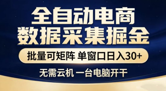 独家电商数据全自动采集项目，批量可矩阵，单窗口轻松日入3张+【揭秘】-卡益网激活码商城