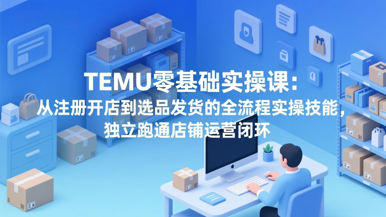 TEMU零基础实操课：从注册开店到选品发货的全流程实操技能，独立跑通店铺运营闭环-卡益网激活码商城