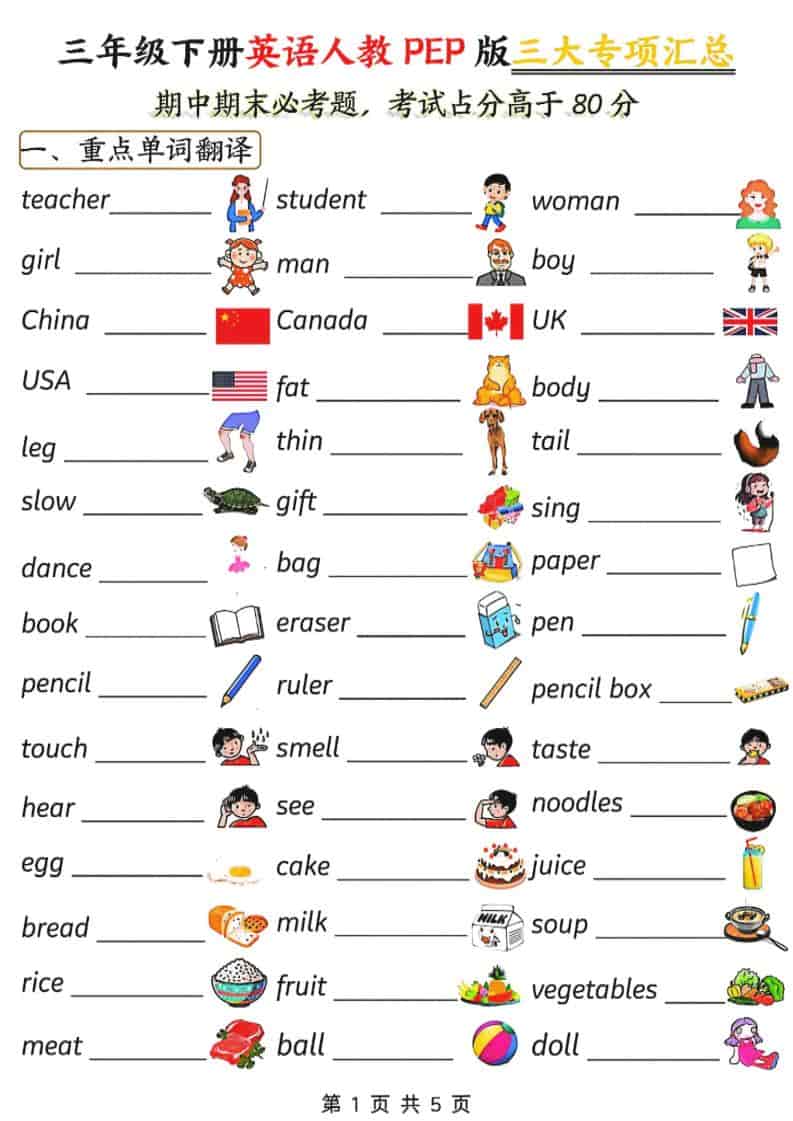 三年级下英语三大专项汇总《人教PEP版》-卡益网激活码商城