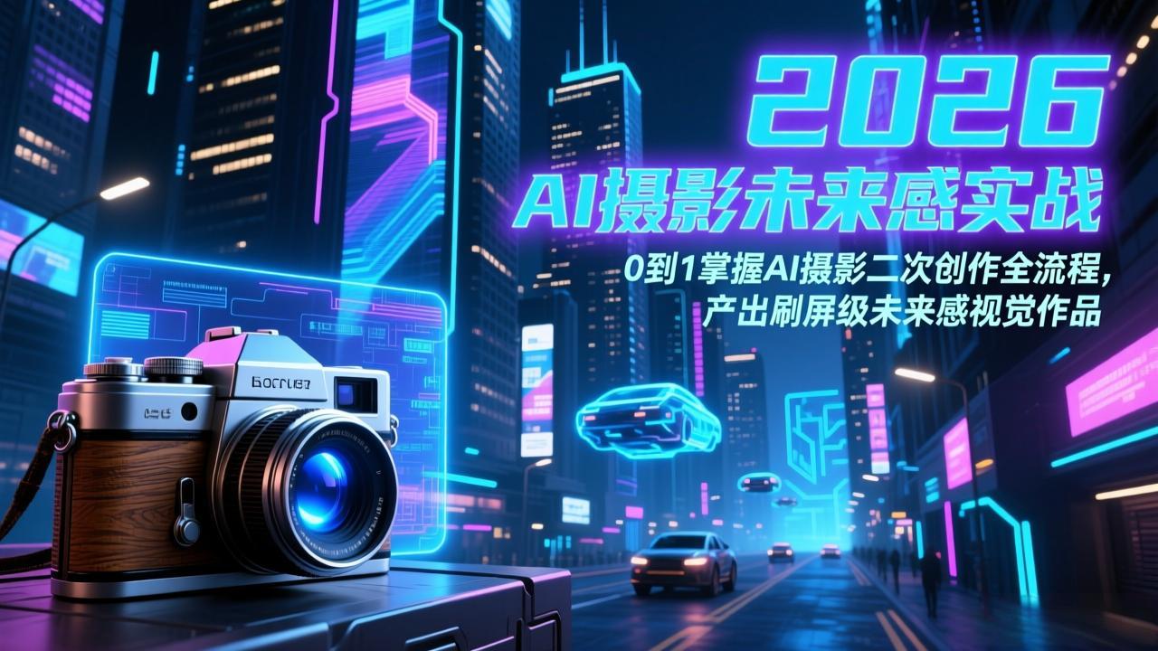 2026 AI摄影未来感实战：0到1掌握AI摄影二次创作全流程，产出刷屏级未来感视觉作品-卡益网激活码商城
