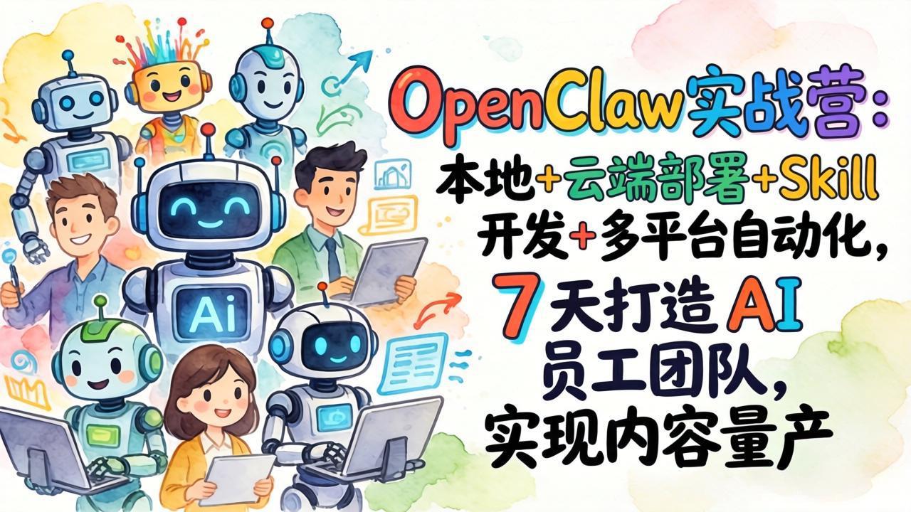 OpenClaw实战营：本地+云端部署+Skill开发+多平台自动化，7 天打造 AI 员工团队，实现内容量产-卡益网激活码商城