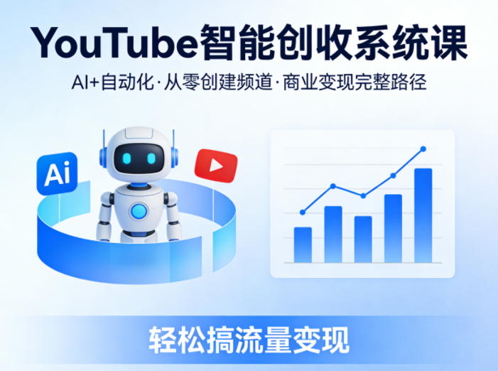 YouTube智能创收系统课,AI+自动化,从零创建YouTube频道并实现商业变现的完整路径,轻松搞流量变现-卡益网激活码商城