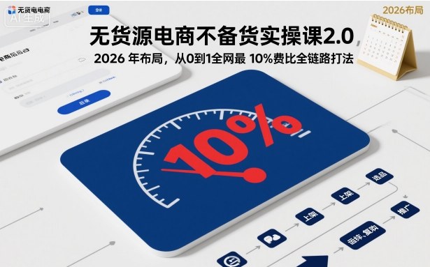无货源电商不备货实操课2.0,2026年布局,从0到1全网最低10%费比全链路打法【更新26年4月】-卡益网激活码商城