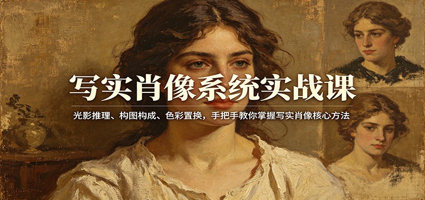 写实肖像系统实战课:光影推理、构图构成、色彩置换,手把手教你掌握写实肖像核心方法-卡益网激活码商城