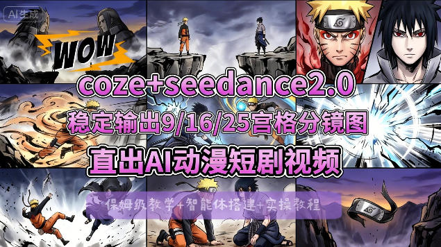 [COZE搭建教学]COZE+即梦Seedance 2.0稳定输出9-16-25宫格分镜图直出AI漫剧视频-卡益网激活码商城