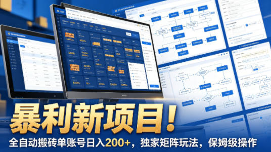 暴利新项目！全自动搬砖单账号日入200+，独家矩阵玩法，保姆级操作【揭秘】-卡益网激活码商城
