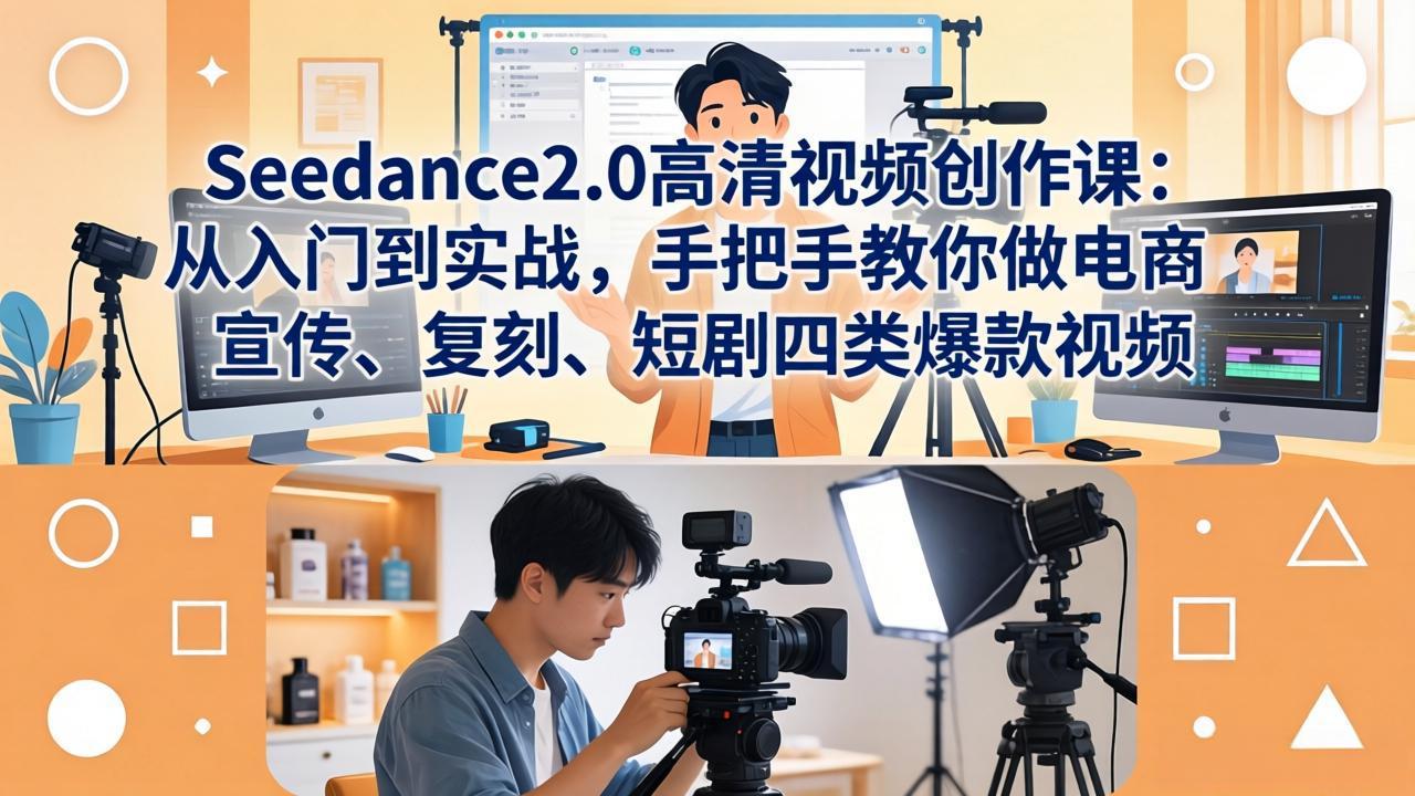 Seedance2.0高清视频创作课:从入门到实战,手把手教你做电商、宣传、复刻、短剧四类爆款视频-卡益网激活码商城