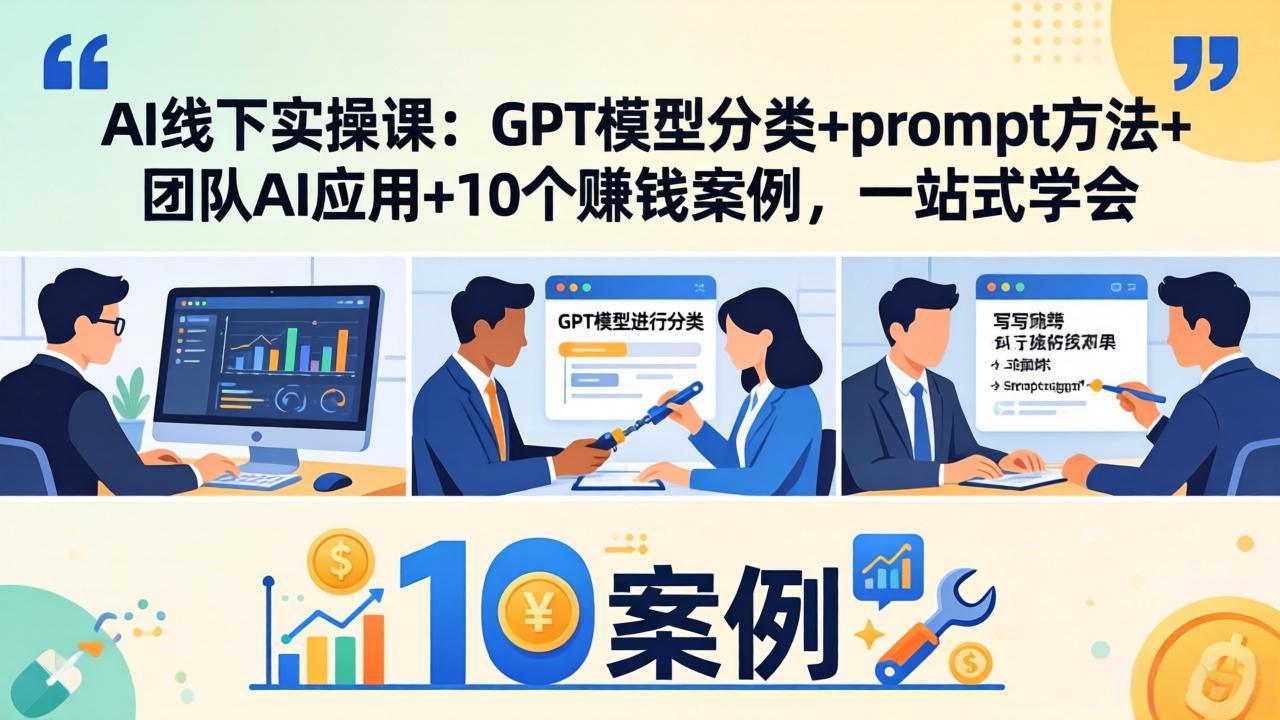AI线下实操课:GPT模型分类+prompt方法+团队AI应用+10个赚钱案例,一站式学会-卡益网激活码商城