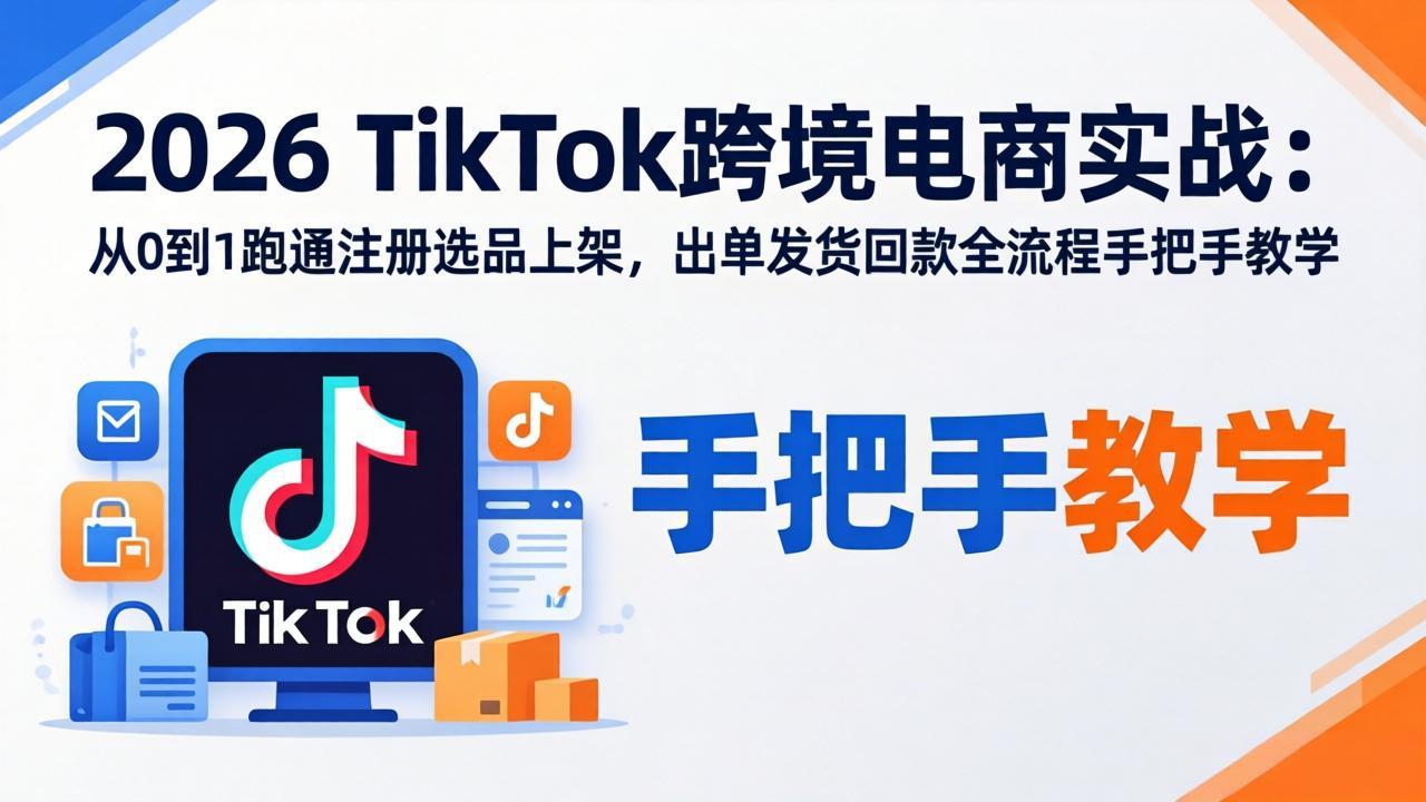 2026TikTok跨境电商实战-更新：从0到1跑通注册选品上架，出单发货回款全流程手把手教学-卡益网激活码商城
