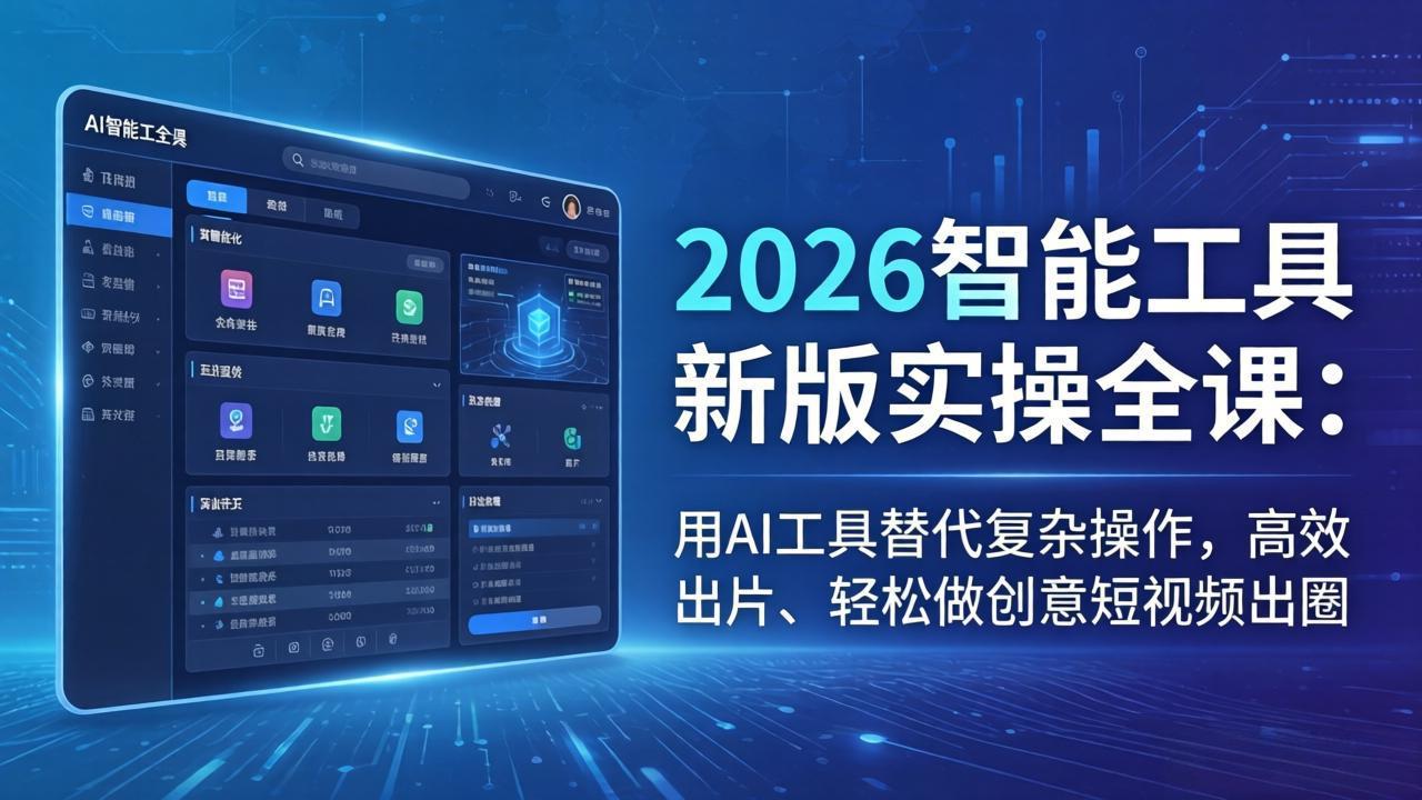 2026智能工具新版实操全课：用AI工具替代复杂操作，高效出片、轻松做创意短视频出圈-卡益网激活码商城
