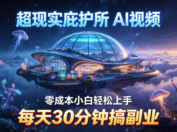 超现实庇护所AI视频项目拆解，零成本小白轻松上手，每天30分钟搞副业-卡益网激活码商城