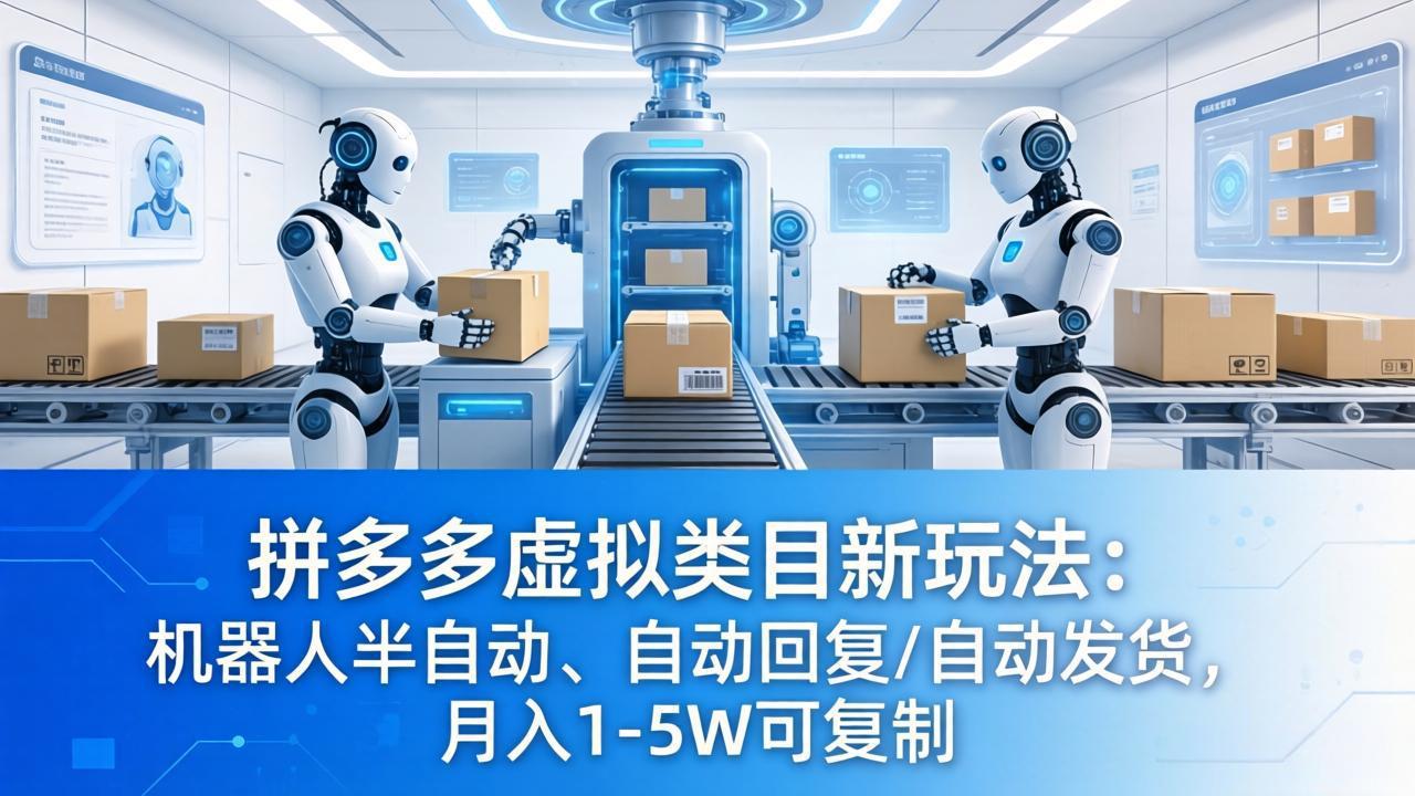 拼多多虚拟类目新玩法：机器人半自动、自动回复 /自动发货，月入 1-5W 可复制-卡益网激活码商城