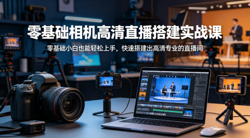 零基础相机高清直播间搭建实战课，小白也能轻松上手，快速搭建出高清专业的直播间-卡益网激活码商城