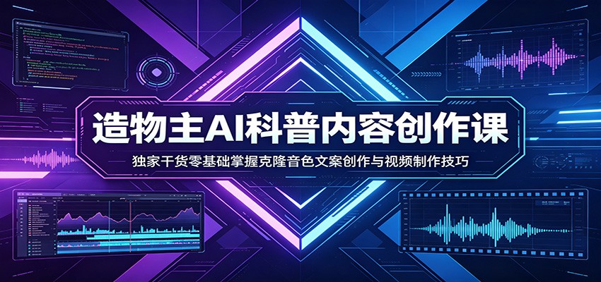 AI科普内容创作课：独家干货零基础掌握克隆音色文案创作与视频制作技巧-卡益网激活码商城