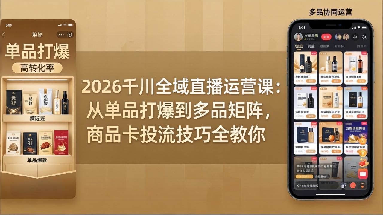 2026千川全域直播运营课：从单品打爆到多品矩阵，商品卡投流技巧全教你-卡益网激活码商城