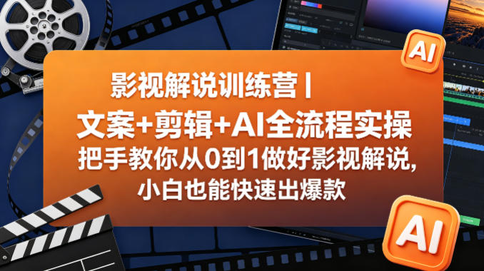 影视解说训练营｜文案+剪辑+AI全流程实操，把手教你从0到1做好影视解说，小白也能快速出爆款-卡益网激活码商城