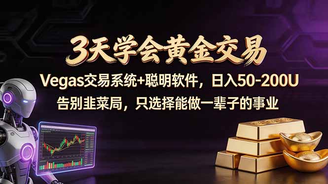 3天学会黄金交易,Vegas交易技术+聪明软件,日赚50-100U-卡益网激活码商城