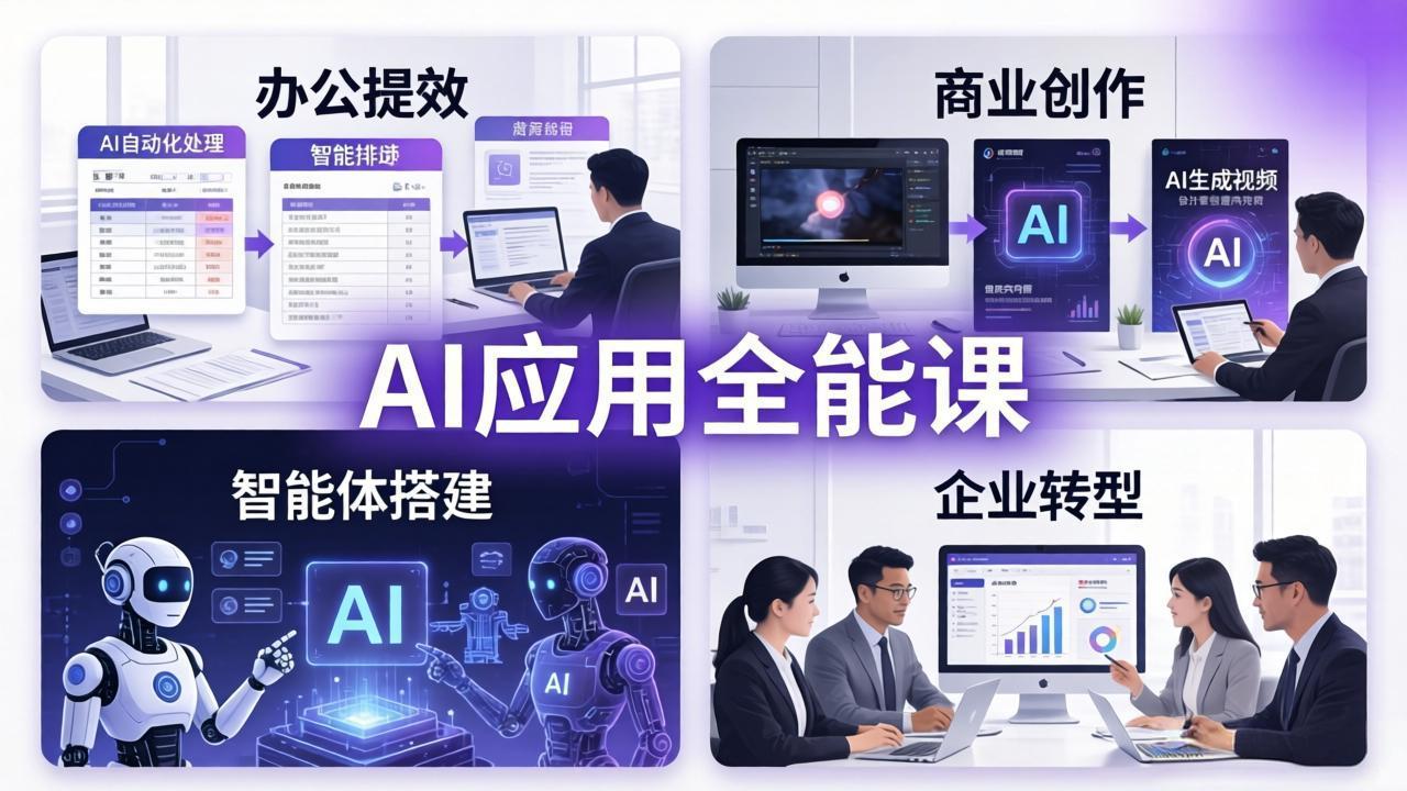 AIGC 应用师全能课-更新：办公提效、商业创作、智能体搭建、企业转型，一站式学会AI应用-卡益网激活码商城