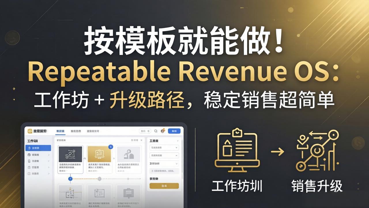 按模板就能做！Repeatable Revenue OS：工作坊 + 升级路径，稳定销售超简单-卡益网激活码商城
